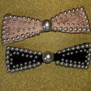Anthropologie Pearl Embellished Hair Bows Set